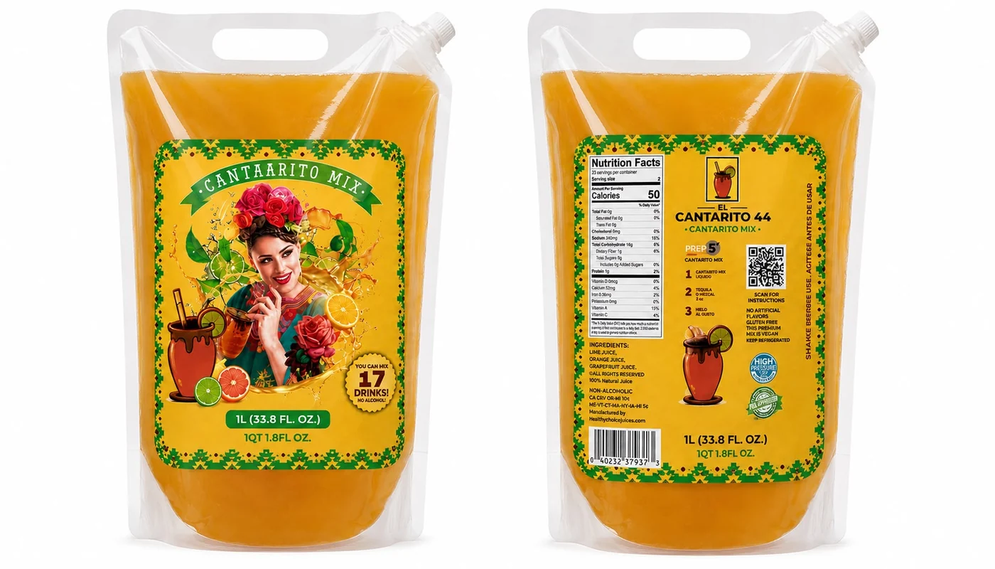 Cantarito Mix - Cítrico en Bolsa (500 ml y 1 lt) · 1 Litro - Familiar (Rinde ±17 bebidas)