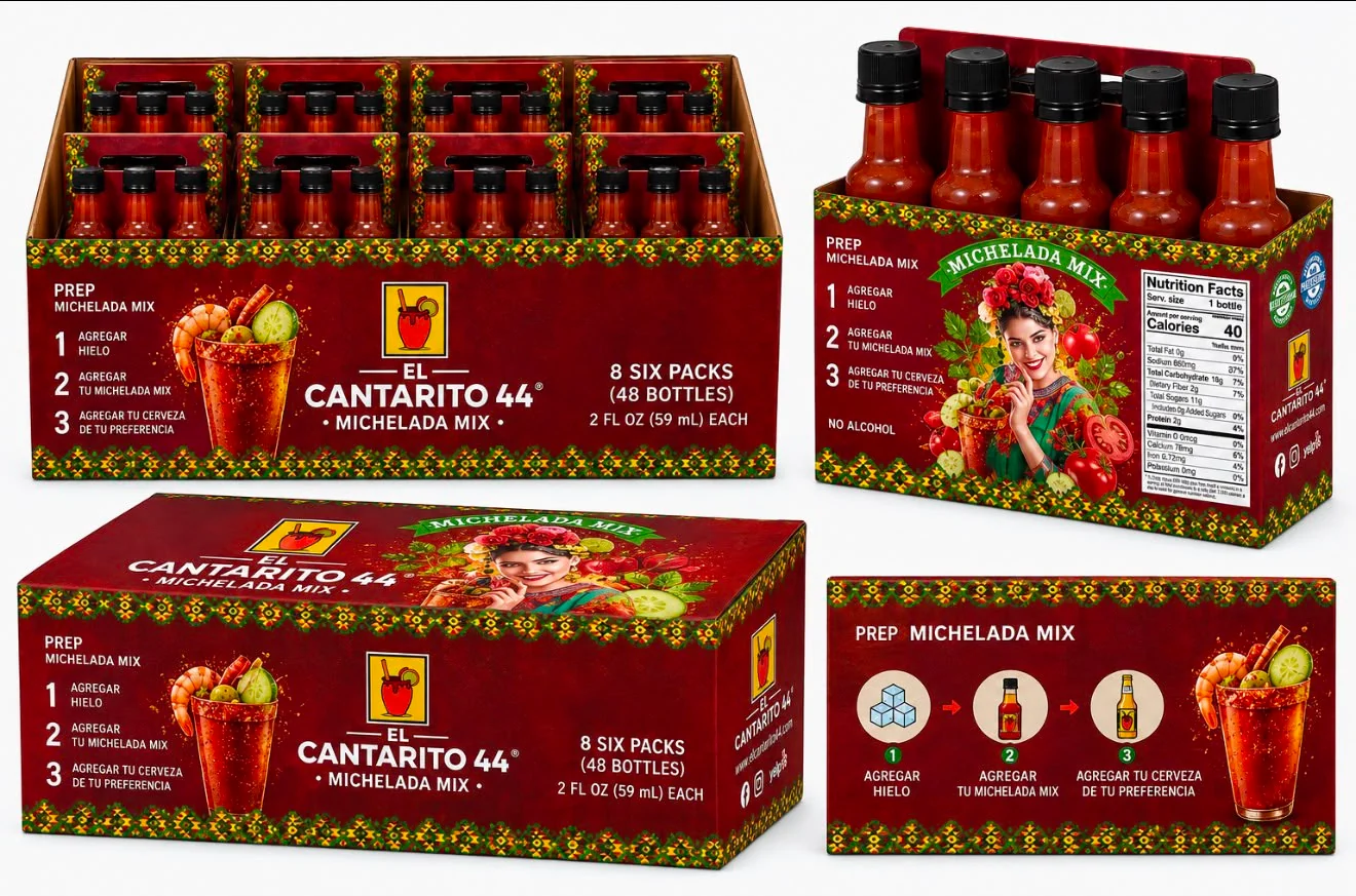 Michelada Mix - Mini, Six-Pack & Fiesta-Pack (2 oz) · Caja Master (8 Six-Packs / 48 botellitas) - Precio Fiesta