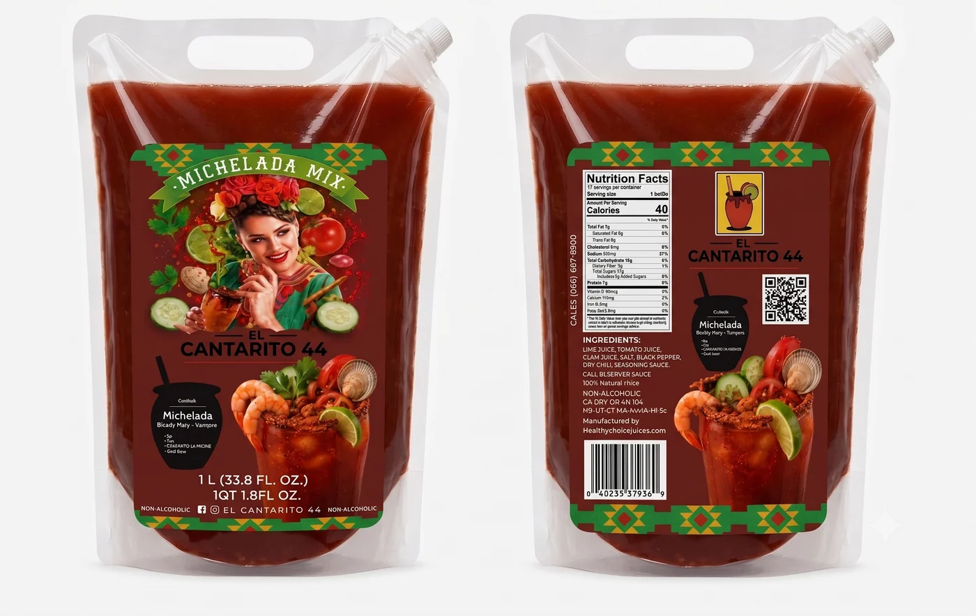 Michelada Mix - Artesanal en Pouch (500 ml y 1 lt) · 1 Litro - Familiar (Rinde 16-20 micheladas)